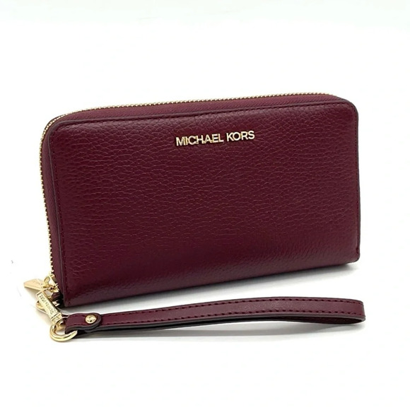 Michael Kors Large Flat Mf Phone Case Wallet Ox Blood - Picture 3 of 8